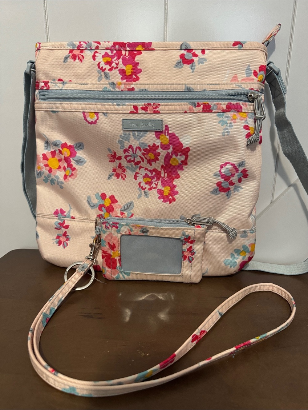 Vera Bradley Floral Crossbody Bag in Light Pink & ID holder